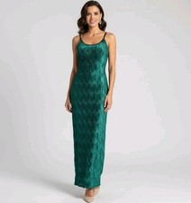 Scott McClintock Vtg Emerald Crushed Velvet Maxi Dress Gown Sz 10 Holiday Wicked
