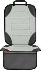 Grey Car Seat Protector for Child   Waterproof, Non-Slip, 2 Pockets, Thick