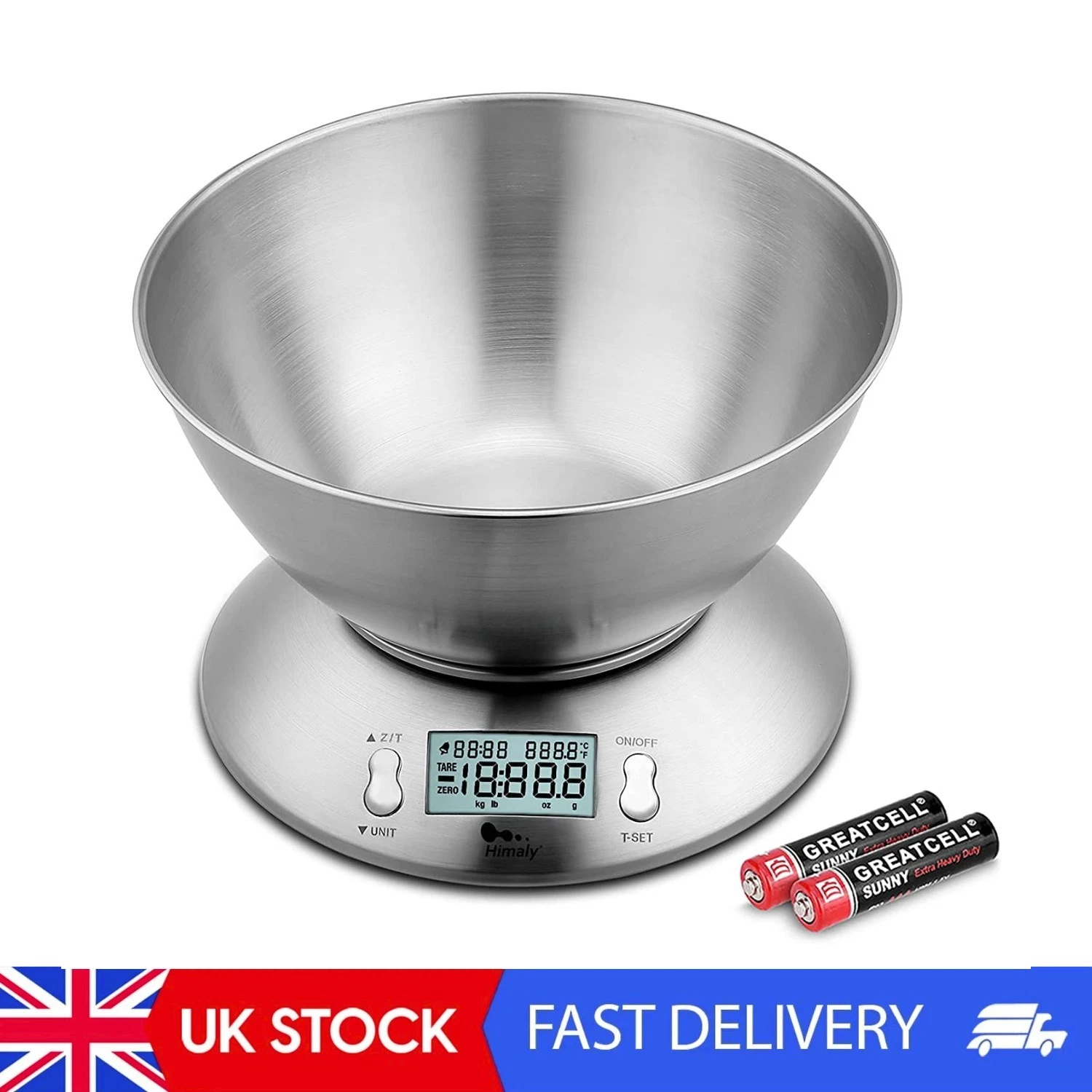 Digital Kitchen Food Scales, Stainless Steel Weighing Cooking Scales With