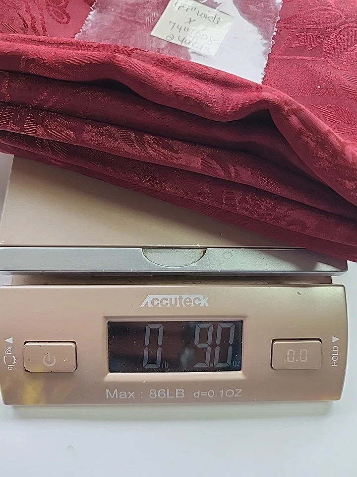 Burgundy Red Floral Satin Damask Sewing Dress Fabric 44"w X 2yd Silky Smooth Vtg - Image 4 of 4