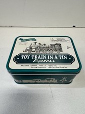 Toy Train In a Tin Express Railway Locomotive Caboose Coal Car  Track 12 pc NEW
