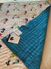Nursery Works Organic Cotton Crib Quilt Baby Blanket "Oceanography" Cubist Print
