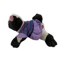 Vintage Pound Puppy Cat 1985 80s Stuffed Animal Plush Purple Dress Tonka