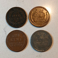 Indian Head & Lincoln Wheat Small Cents Lot (1903, 1924, 1942, 1958)