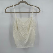 Vanity Fair Women Vintage Cami Top Sz M Coquette Romantic Lingerie Ivory Boudoir