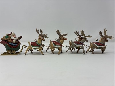 Hallmark Keepsake Ornament Collection Full Santa and His Reindeer Set from 1992