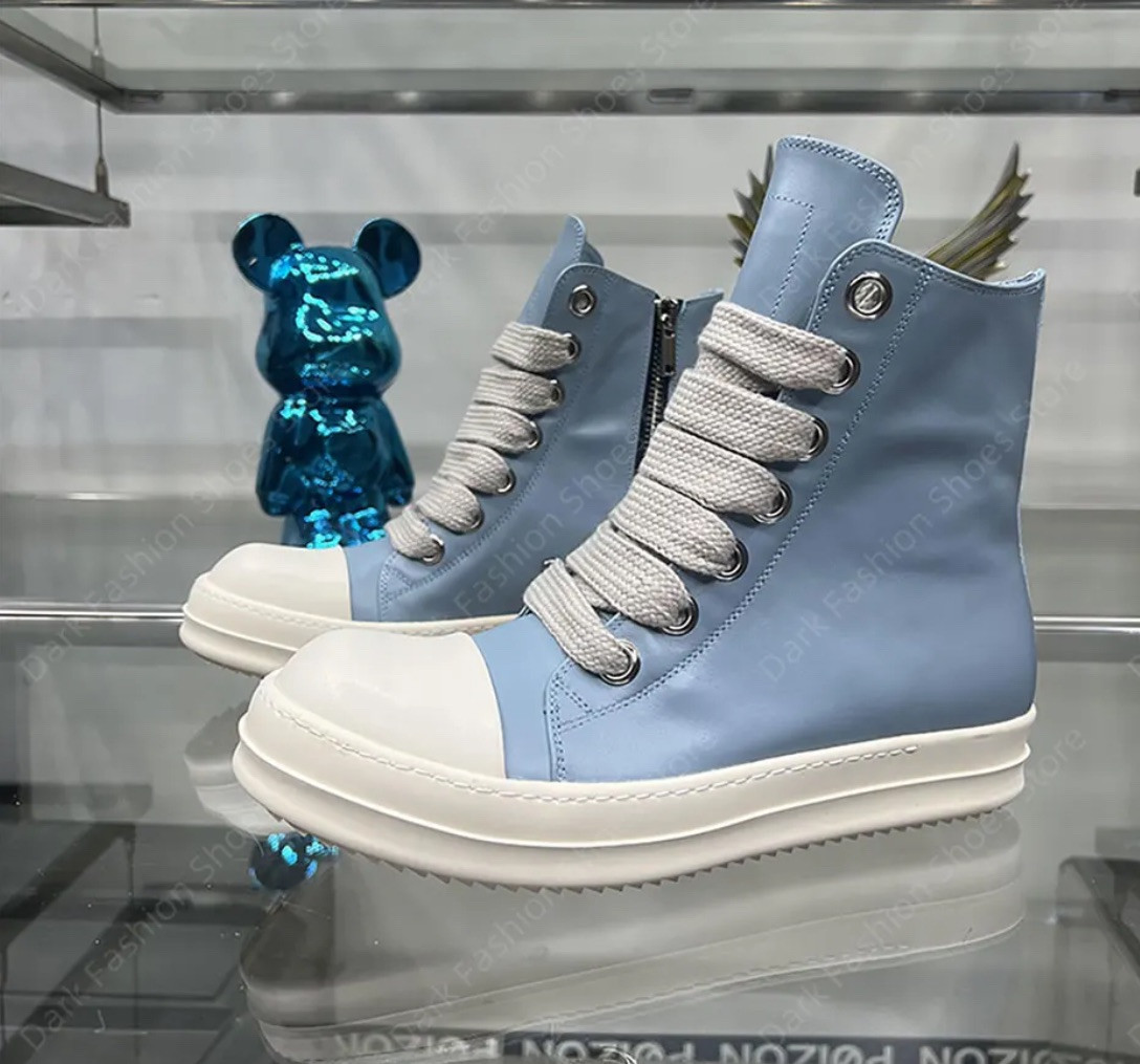 【関税込み】Rick Owens ブルー Porterville ハイソックス Buy Rick Owens Porterville Jumbo Laced Sneaker 'Pale Blue