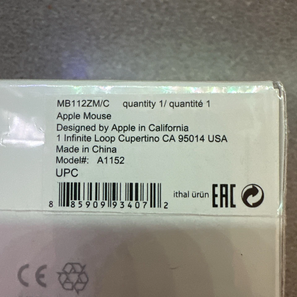 Genuine Apple Wired Mighty Mouse Apple A1152 USB (MB112ZM/C) - Image 2 of 2