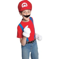 Disguise Nintendo Super Mario Brothers Mario Child Hat and Mustache, One Size...