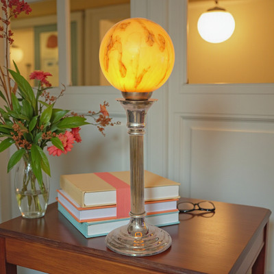 Very Elegant Art Deco Table Lamp ''FLORIS GLOBE'' Unique Brass Lamp Berlin