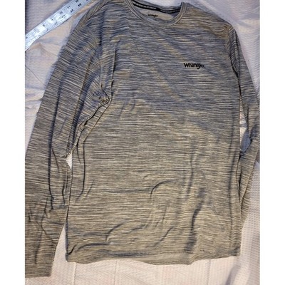 Wrangler Mens Performance Long Sleeve Shirt Grey Space Dye Active Top Size M