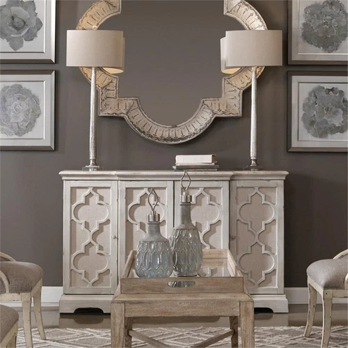 Uttermost Sophie 4-Door Transitional Wood Cabinet in Weathered Gray/Light Tan - Picture 10 of 12