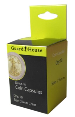 Guardhouse Half 1/2 Oz Gold American Eagle Direct Fit Capsules,10 per Box