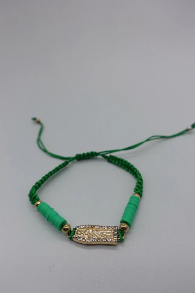 x3 Pulsera Macramé Cordón Verde Medalla San Benito Chapado en Rodio Foto 2 de 4