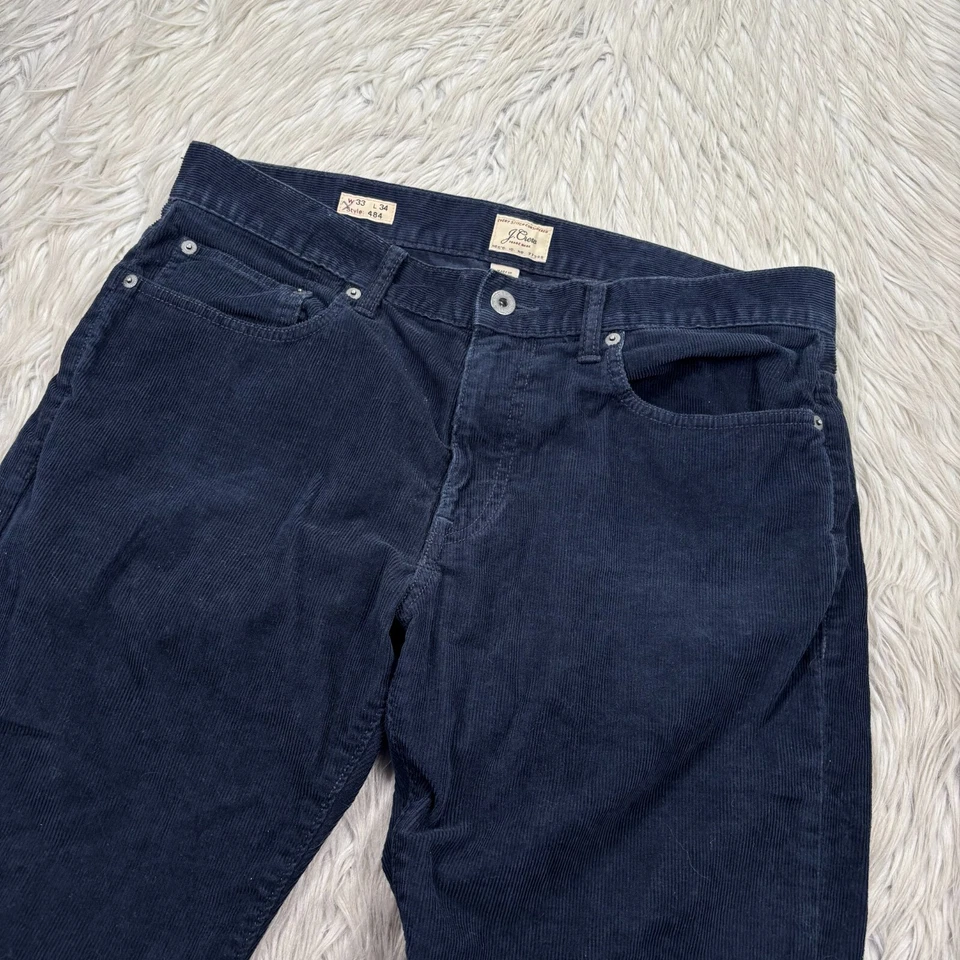 J.Crew Men's 33 x 34 Navy Blue 484 Straight Leg Corduroy Pants - Image 2 of 4