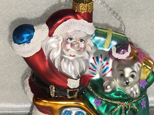Santa Clause Blown Glass Christmas Ornament Pair 4” Tall. (Stanley?) IGC - Picture 5 of 8