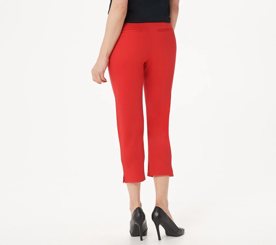 Pantalones Cortos H by Halston Ultra Tejidos Pierna Ajustada 4 Aberturas Laterales Pull On Rojo Cardenal Foto 2 de 4