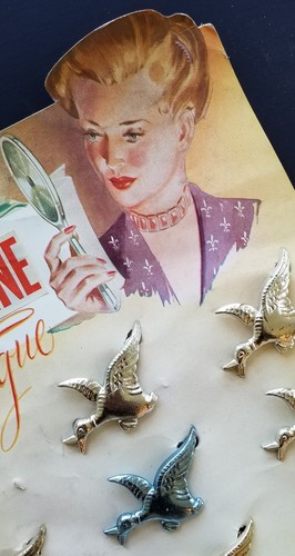 Vintage Hair Barrettes - Metalic Silver Flying Goose Barrette Made in Gt Britain - Picture 3 of 5