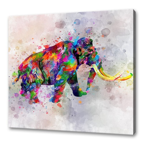 Colourful Woolly Mammoth Canvas Art Print Wall Hanging Handmade Home Decor - Afbeelding 1 van 10