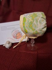 Baby Bonnet-Made with fun calico prints trimmed with Vintage trims 0-3 Month