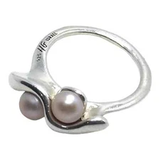 HAGIT GORALI HG ISRAEL Light Pearl 2 PEARL RING, SS 0.925, Size 9 STACKABLE