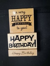 Wood Mounted Rubber Stamps Lot 3 Happy Birthday