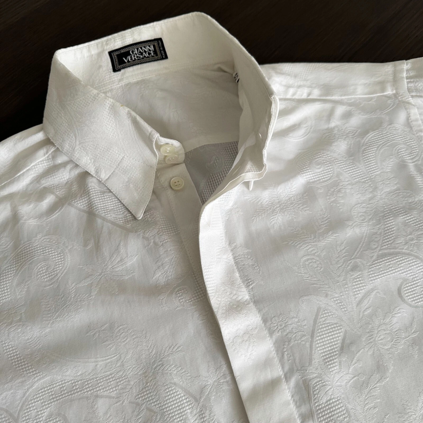 Camicia GIANNI VERSACE bianca stampa floreale e cuore cotone da S S 1998