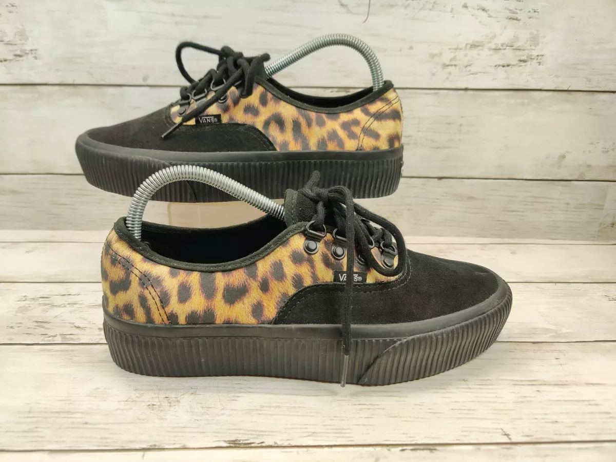 Vans Authentic Platform Embossed Black/Leopard (Men&#039;s 7.5) Skate Shoes | eBay