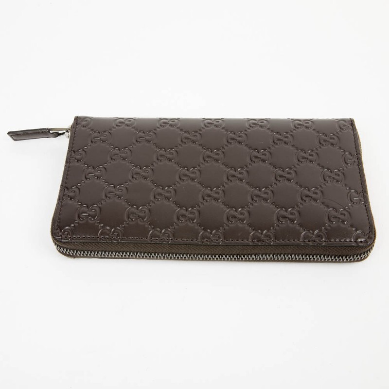 Gucci GG Large Dark Chocolate Brown Leather Zip Around