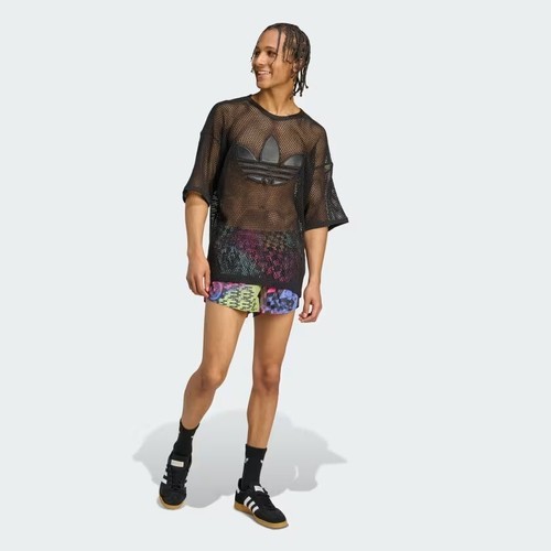 adidas x Jeremy Scott Mesh Short Sleeve T-Shirt JY7893 JP Size Trefoil Logo BK - Picture 4 of 6