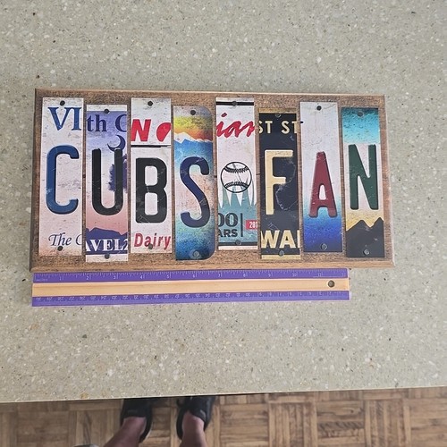 CHICAGO CUBS Fan License Plates Art Picture OOAK Man Cave Bar Patio Folk OOAK - Picture 7 of 7