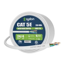 Syston Cat 5e Ethernet Network Cable 350MHz 24AWG UTP Solid Copper Wire-CMP Bulk