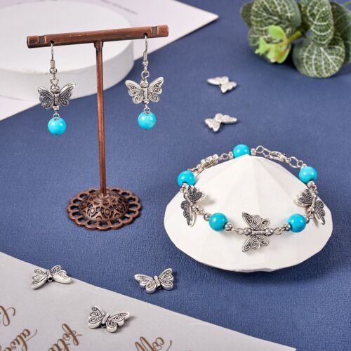 10x Antique Silver Tibetan Style Butterfly Alloy Beads Jewelry Making 12x17.5mm - Picture 4 of 7