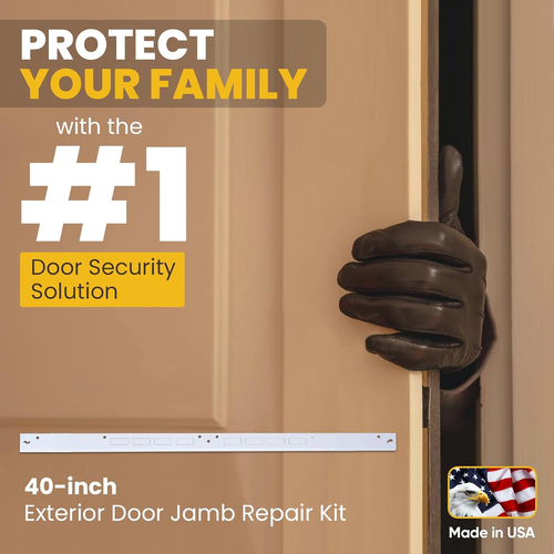Door Security Fix-A-Jamb Exterior Door Jamb Repair Kit for Door Lock Security, W - Picture 6 of 7
