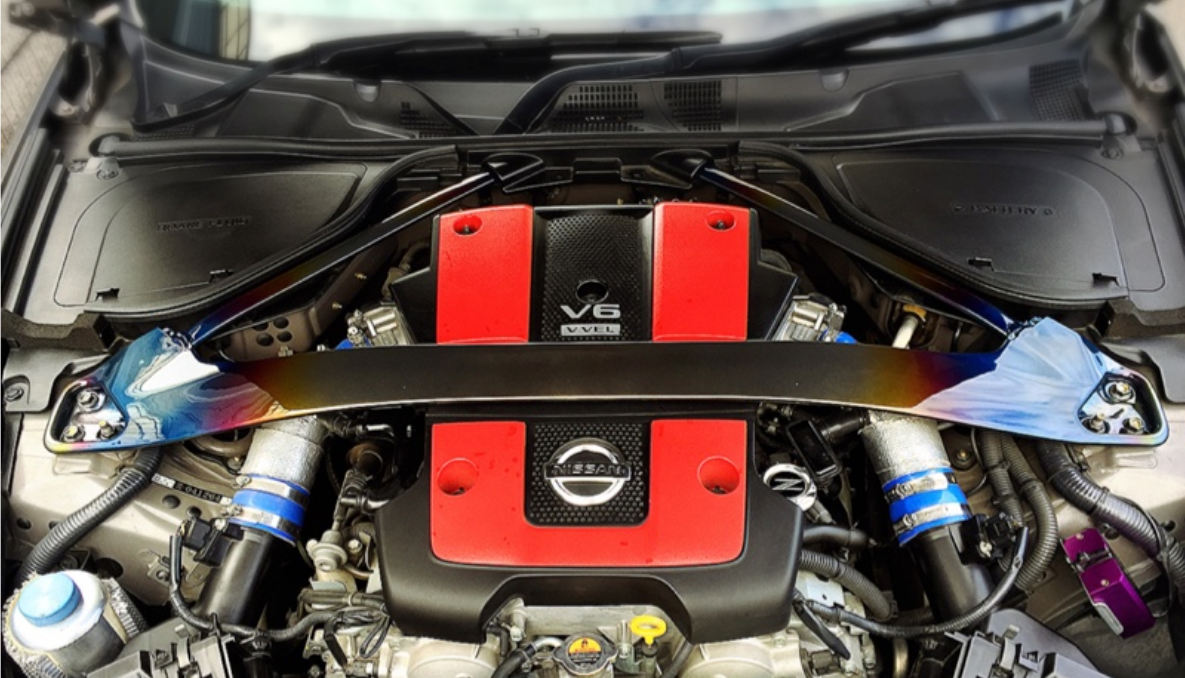 RHD NISSAN 370Z STRUT BAR In TITANIUM TITAN COLOR COATING W/ NISMO 
