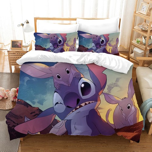 Lilo & Stitch Bedding 3pcs/set Cartoon Bedspread Duvet Cover Pillowcases Set - Picture 59 of 59