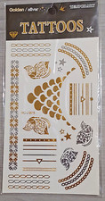 2PC. Gold  Silver Foil Temporary Tattoos Flash Butterfly, Stars Body Face Tats