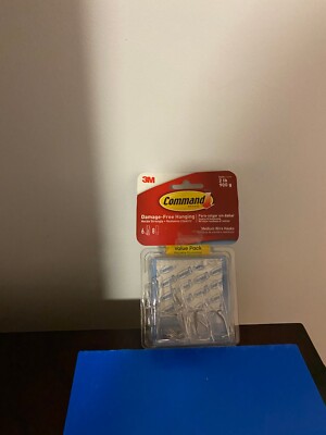 NEW COMMAND WIRE TOGGLE HOOKS, CLEAR, MEDIUM, 6 WALL HOOKS, HANG CHRISTMAS DECOR