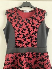 STYLE PLUS DRESS Size M / L Dark Red / Black Bird Print Summer Party Dress 