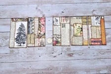 5~Vintage Style~Ephemera~Faux Stitched~Junk Journal~Linen Cardstock~Cards