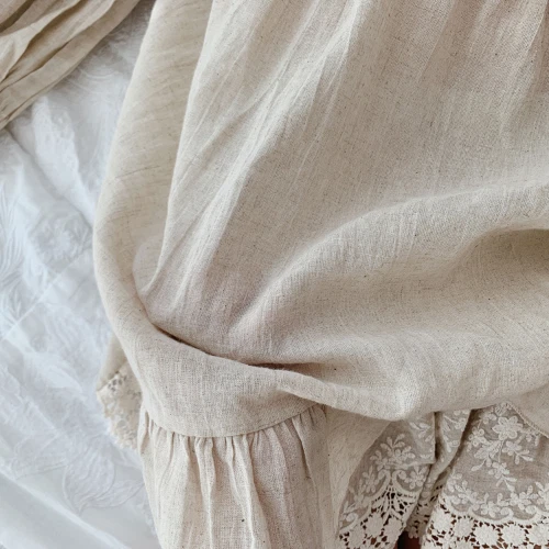 Women's Flower Embroidery Linen Pajama Summer Sets Tops+Shorts.Vintage Ladies - Picture 6 of 16