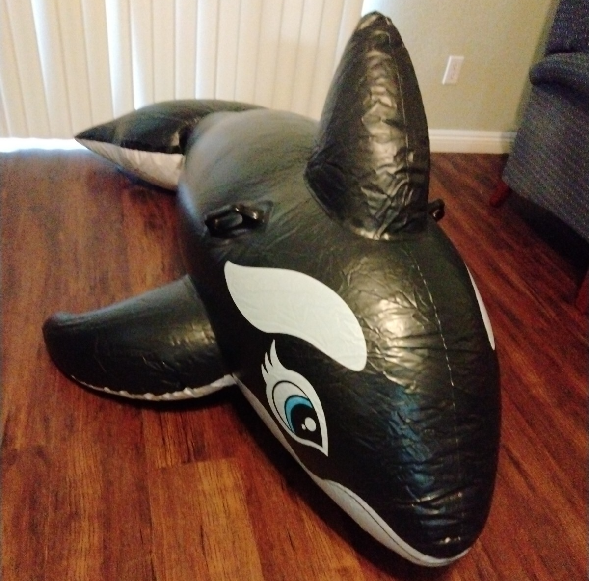 Intex Whale Ride On Inflatable Pool Float Toy Black White 76 in x 47 in  #58561EP