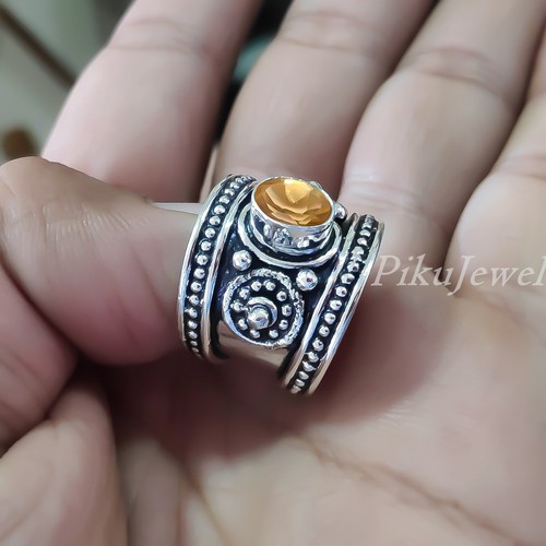 Acheter Bague en argent sterling 925 avec pierres précieuses citrine faites à la main pour femme