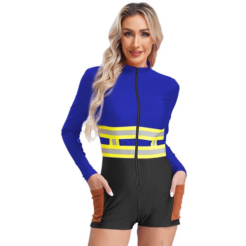 Frauen Strampler Halloween Bodysuits Langarm Jumpsuit Festival Stehkragen Anzug - Bild 23 von 33