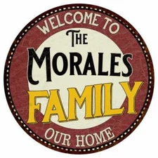The Morales Family Round Metal Sign Kitchen Game Room Décor 100140038091