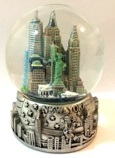 Silver New York City Snow Globe 3.5 Inch (65mm) Skylines & Statue liberty WG122