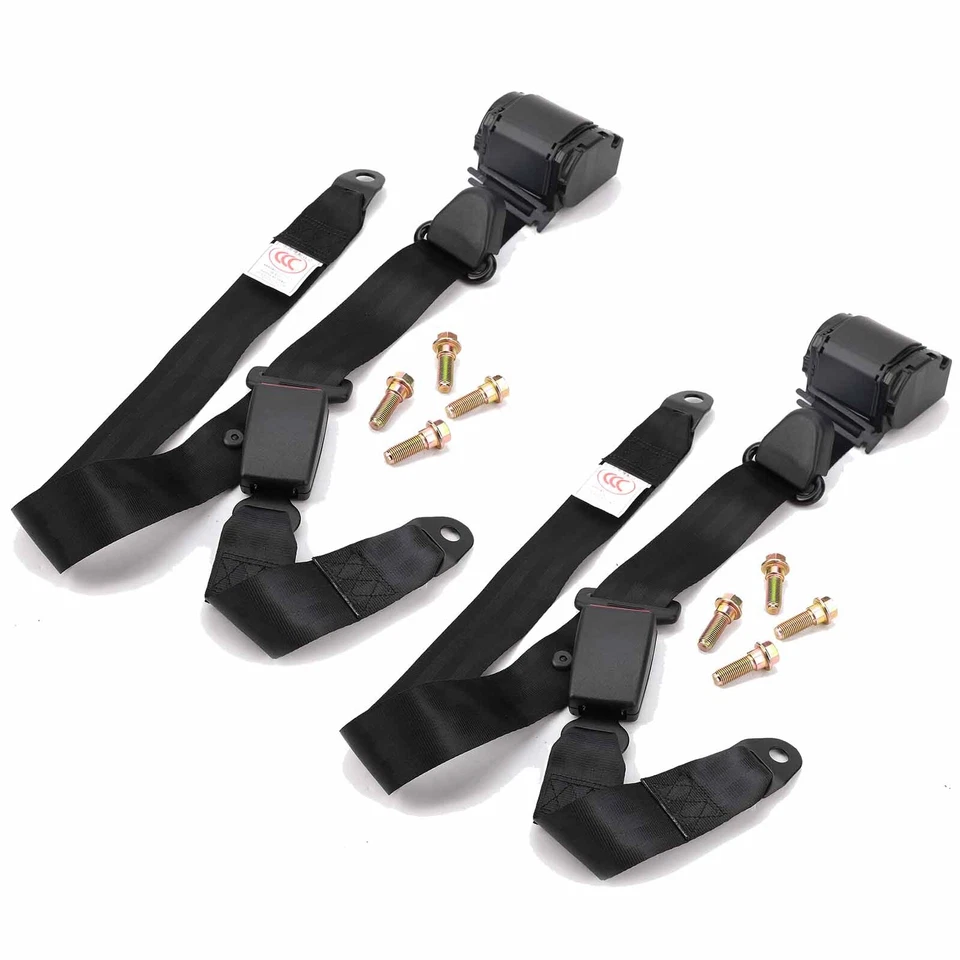 2 Set Safety 3 Point Retractable Car Seat Lap Belt Adjustable Kit Universal USA Foto 2 de 4