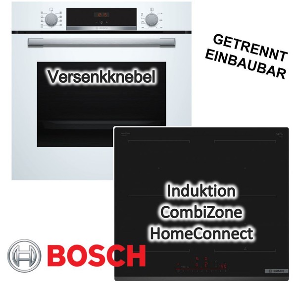 Herdset Bosch Backofen Ecoclean + Induktionskochfeld Combizone Autark 60 Cm-image