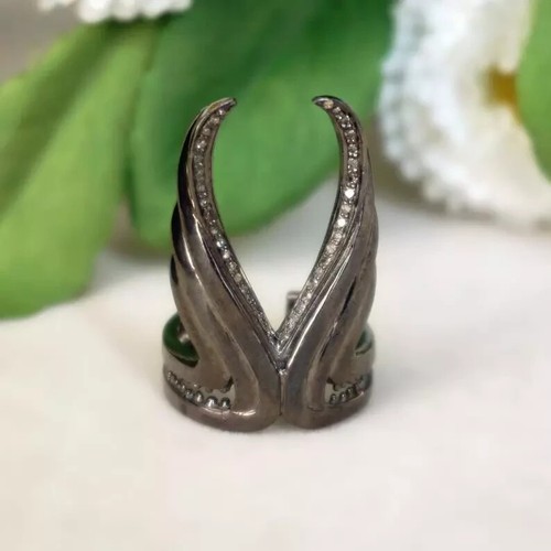 Angel Wings Diamond Ring 925 Sterling Silver with Natural Diamonds Fine Jewelry - Picture 1 of 2