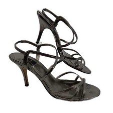 Glint Silver Strappy Stiletto Heels  Animal Print, Leather